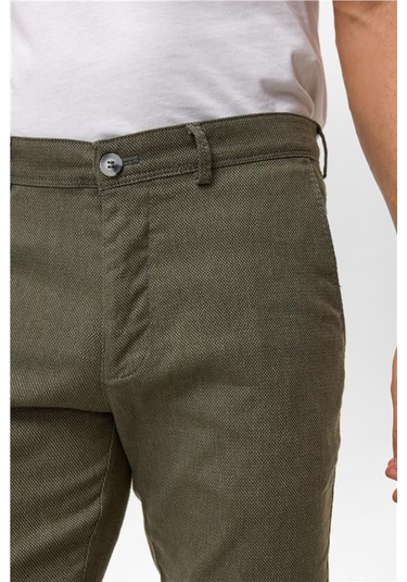 Koyu Haki Slim Armürlü Pantolon Koyu Haki