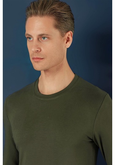 Ts 870 Slim Fit Haki Spor T-shirt Haki