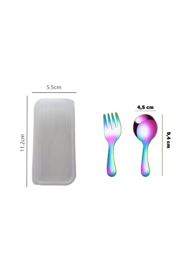 Mavi Renk Premium Çocuk Paslanmaz Çelik Uçlu Çatal-kaşık Set 24+ Ay