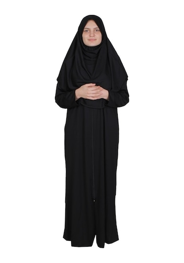 Siyah Fermuarlı Namaz Elbisesi Siyah