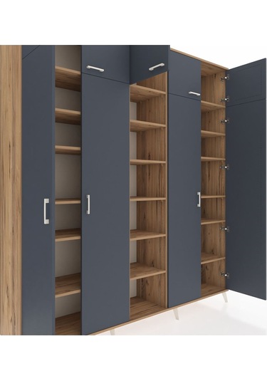 Hyperion Dolap 18 Raflı 9 Kapaklı 220x44x243 Çam-antrasit/çam Antrasıt/atlas Çam