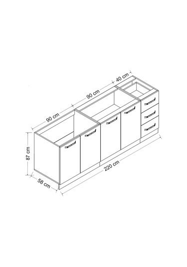Minar 220 Cm Mutfak Dolabı Beyaz Dore 220-d3