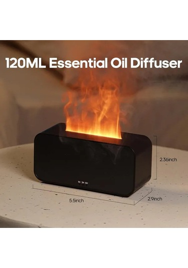 Lumaworld Beyaz 7 Renk Alev Tasarımlı Aromaterapi Difüzörü Nemlendirici Otomatik Kapanma