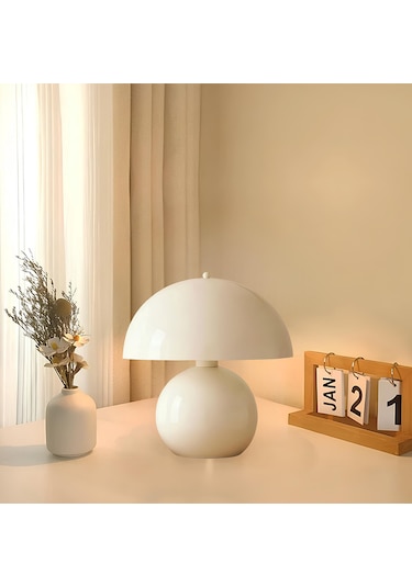 Modern Tasarım Merkür Abajur Krem Gövde Kablolu Tak Çalıştır Masa Lambası Bej