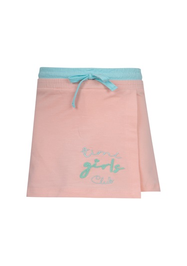 Timi Girl Çift Kemerli Şort Etek Somon