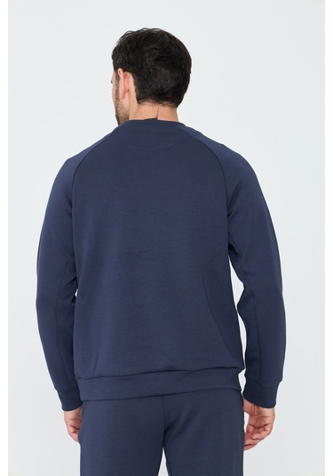White Stone Lacivert Pamuklu Erkek Basic Sweatshirt