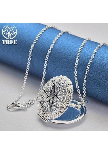 925 Ayar Gümüş Fotoğraf Çerçevesi Kolye Kolye Takı