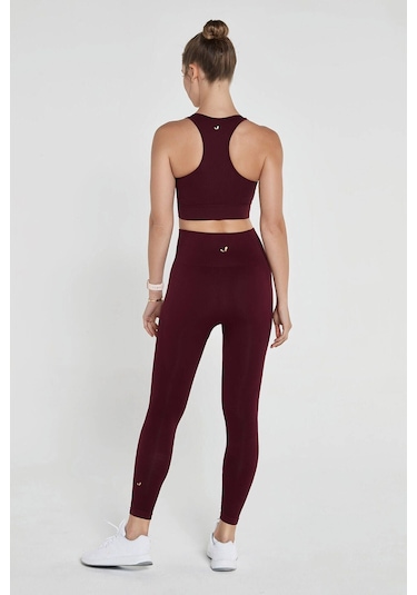 Jerf Gela Yüksek Bel, Esnek Ve Toparlayıcı Spor Tayt Bordo