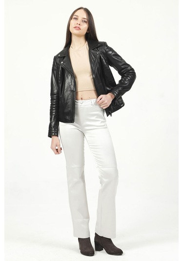 Dericlub Yb-2164 Gerçek Deri Kadın Mont Siyah