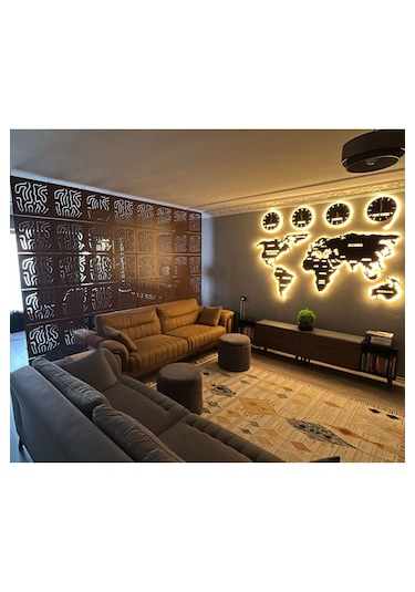Lazer Kesim Sarkıt Paravan, Ahşap Separatör, Oda Bölücü 4'lü Panel Levha Modern Model