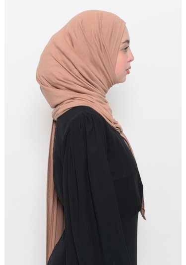 Hazır Pratik Geçmeli Lüks Düz Penye Şal Çapraz Hizalı Bej