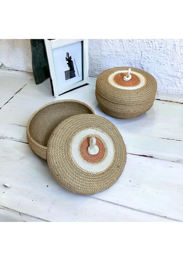 2'li Hasır Sepet,jüt Sepet,%100 Doğal Hasır Sepet, Dekoratif Hasır Sepet