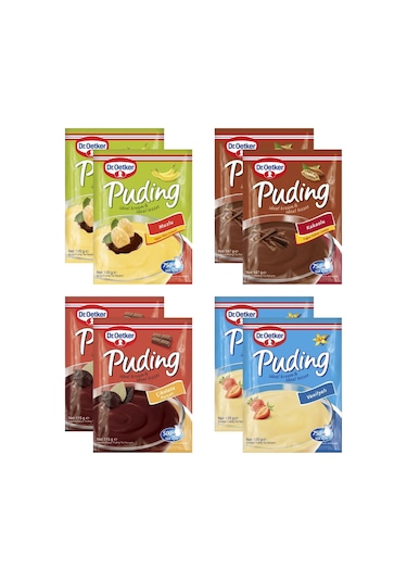 Dr. Oetker Puding Muzlu-kakaolu-çik.parçacıklı-vanilyalı 8 Li Karma Paket
