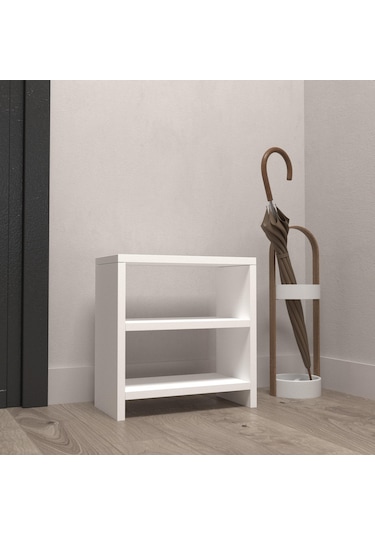 Kenzlife Ayakkabılık Mısri Mat Beyaz Suntalam 035 040 20 Dört Çift Ayakkabı Kapasitesi Arkalıksız Beyaz