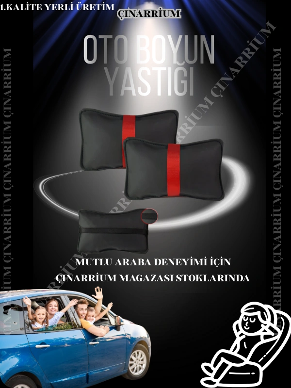 Mercedes A W169 2004 - 2012 Oto Koltuk Kırmızı Şerit Boyun Yastığı 2 Adet