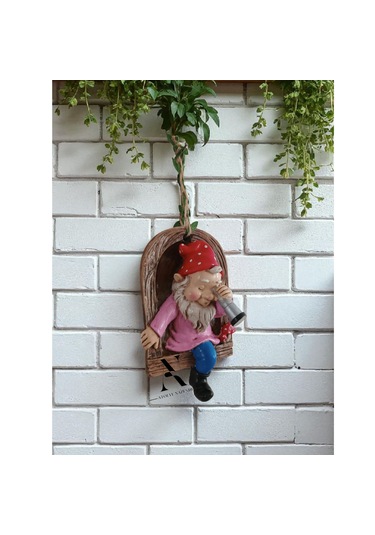 1 Adet Dekoratif Duvar Ve Bahçe Süsü Dürbünlü Cüce Kırmızı Şapka