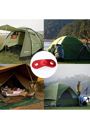 Moveevo Kamp Çadırı İçin 10 Adet Kırmızı Alüminyum Çift Delikli Rope Kilitleri - Dış Mekan İçin Kaydırmalı Ayarli Rope Sabitleyici Çok Renkli