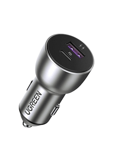 Ugreen Alüminyum 42.5W Pd Qc 3.0 Çift Çıkışlı Hızlı Araç Şarj Cih