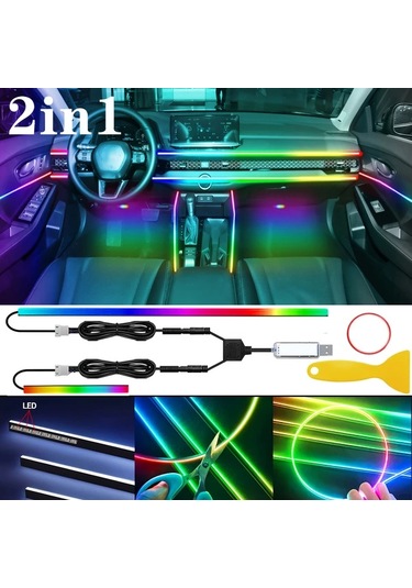 Xuweiwei Dreamcolor Car Led Light 2025 Yeni Çok Renkli Araç İçi Led Dekoratif Işık Şeridi Tesla Jeep Suv