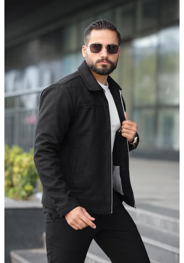 Claassics Men Erkek Oversize Kısa Kaşe Kaban Ceket - 7435 Siyah