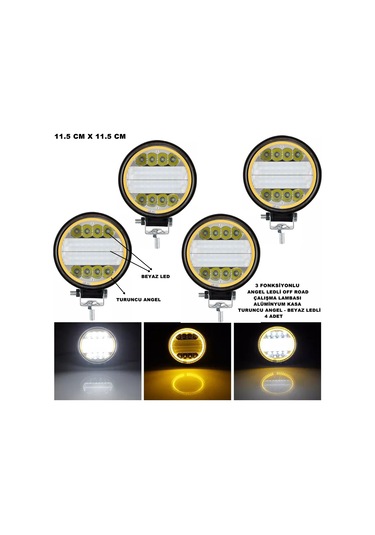Off Road LED Turuncu Angel - Beyaz Ledli 3 Fonksiyonlu 4 ADET