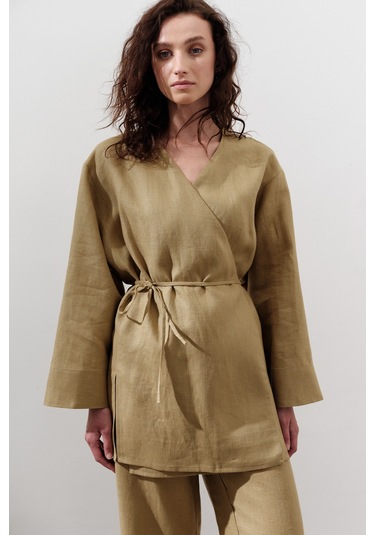 Keten Kruvaze Kapama Kimono Köri Köri