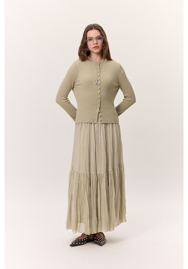 Crush Piliseli Uzun Etek Adaçayı Adaçayı Yeşil