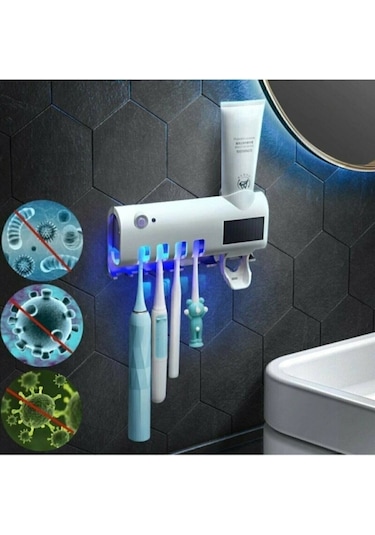 Arsimo Akıllı Uv Sterilizatör Diş Macunu Sıkacağı | Güneş Enerjili Uv Sterilizatör 4'Lü Diş Fırçası Diğer