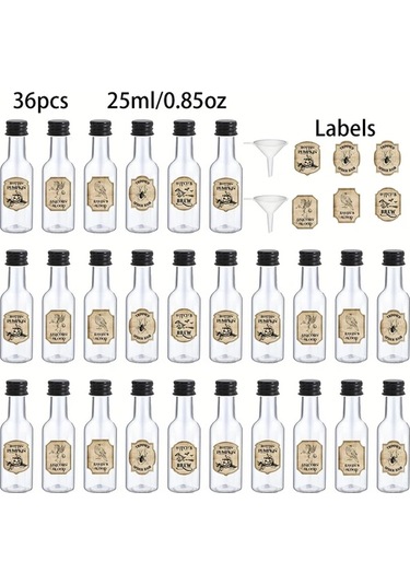 Willowhaven 36 Parça 0.85oz Siyah Mini Plastik Şişe Cadılar Bayramı Parti Dekorasyon