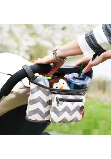 Didadodo Dinosaurs - Bebek Arabası Düzenleyici Çanta Gri Altın, Renkli Desenli Altın