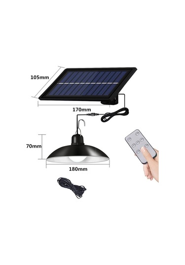 Symbee Güneş Enerjili Led Avize, İç-içe Kullanıma Uygun, 60 Led İkili Kafa, Uzaktan Kumanda, Beyaz Işık, Ip65 Su Geçirmez, Dahili Lityum Pil Beyaz Işık