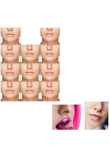 Dolıty 42 Parça Profesyonel Piercing Seti Gümüş-1.2x10+3 Çok Renkli