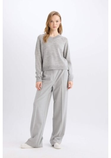 DeFacto Standart Boy Kumaş Palazzo Pantolon Wide Leg Geniş Bol Paça Basic Düz Yüksek Bel C6402AX25SPGR28 DeFacto Standart Boy Kumaş Palazzo Pantolon Wide Leg Geniş Bol Paça Basic Düz Yüksek Bel C6402AX25SPGR28