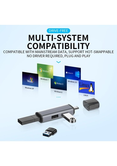 Apera BN10 Macbook ve Android İçin 3in1 Alüminyum Type-C to Adaptör