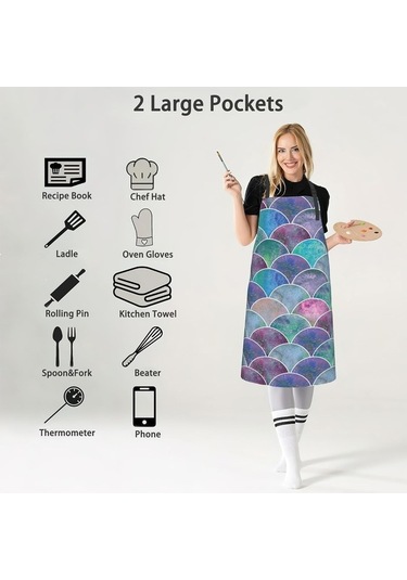 Fastbuy Kadın Ayarlanabilir Boyunlu Önlük, Evde Uygun Balık Desen, Rahat Doku Diğer