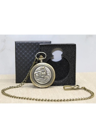 Özel Kutulu Tren Temalı Köstekli Saat Alk4670