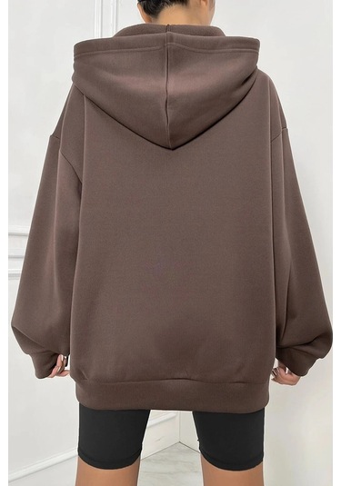 Modagen Unisex Kahverengi Newyork Baskılı Oversize Hırka Kkahverengi