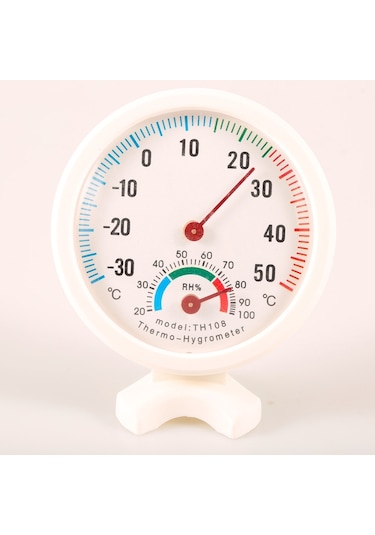 Th108 Mini Yuvarlak Saat Şeklinde Kapalı Dış Mekan Higrometre Nem Termometresi Sıcaklık Ölçer, Rastgele Renk Teslimatı
