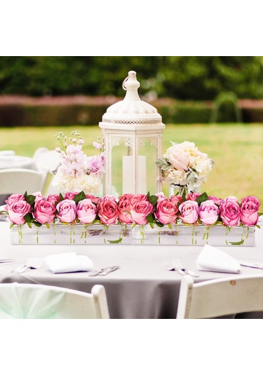 Yaozixa Modern Akrilik Çiçeklik - 35x10x6.5cm, 14 Delikli, Şık Ve Dayanıklı Ev Dekorasyonu Şeffaf