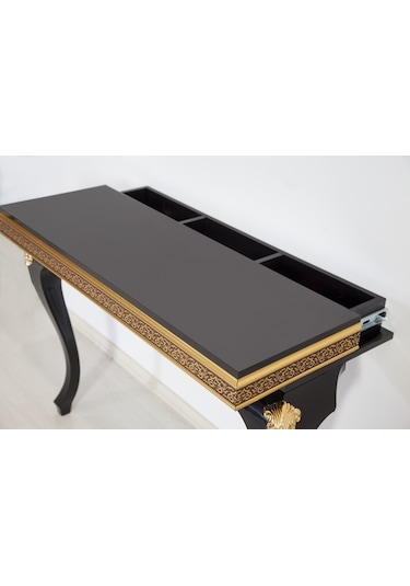 Altın Varak Dresuar Ayna ,Ferro Gizli Bölmeli Dresuar set - Ferro Siyah