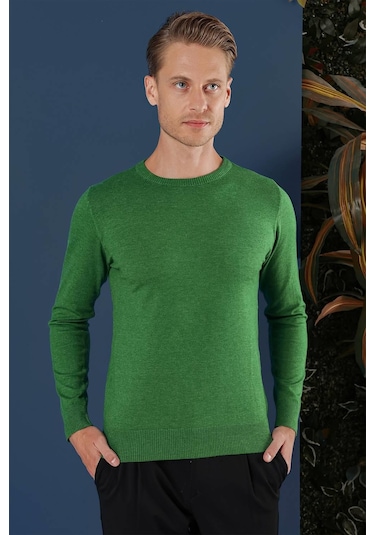 Tr 858 Slim Fit Yeşil Klasik Triko Yeşil