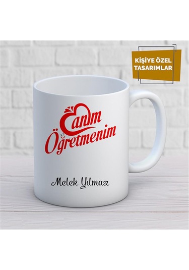 Kişiye Özel İsim Yazılabilir Canım Öğretmenim Kupa Bardak Çok Renkli
