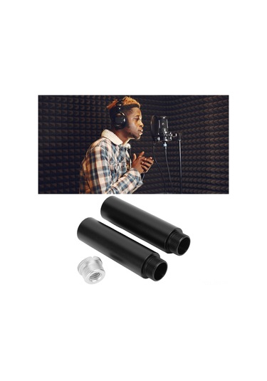 Yaleker Mikrofon Stant Uzatma Çubuğu Seti 2 Adet : 5/8" Dahili-5/8" Dışarıdaki Dişli + 3/8" Dişi-5/8" Erkek Adaptör, Alüminyum Alyazı, Dayanıklı