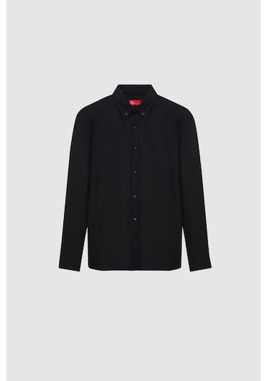 Ds Damat Slim Fit Siyah Oxford Düğmeli Yaka Kolay Ütülenebilir Nakış Detaylı Pamuklu Gömlek 4hc02ort03265 001 Ds Damat Slim Fit Siyah Oxford Düğmeli Yaka Kolay Ütülenebilir Nakış Detaylı Pamuklu Gömlek 4hc02ort03265 001