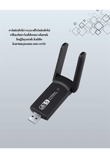 Usb Wifi Adaptör 1200 Mbps Hız