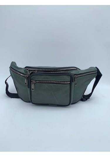 Nahitatyana Unisex Yeşil Çok Cepli Hakiki Deri Freebag Bel Çantas Yesil