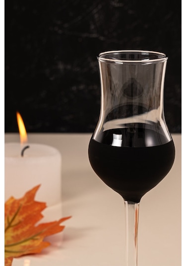 Mest 6 Adet Ayaklı Siyah Mat Kahve Yanı Su Bardağı Seti 95cc Siyah Mat