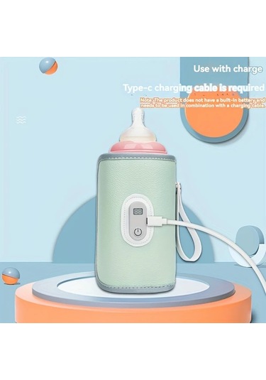 Boatshop1 Yeşil Taşınabilir Dijital Ekranlı Şişe Isıtıcı Usb Isıtma 5 Hızlı Sıcaklık Kontrolü Evrensel Uyumluluk