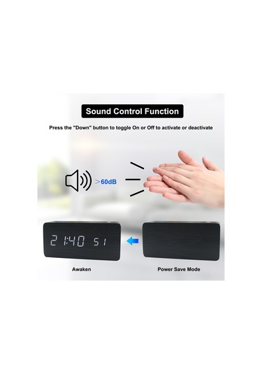 Gajeena Ahşap Dijital Alarm Saat, Led Büyük Ekran, 8 Seviye Parlaklık, Ses Kontrolü, Zaman-tarih-sıcaklık Gösterimi, Otomatik/manuel Aydınlatma Bambu