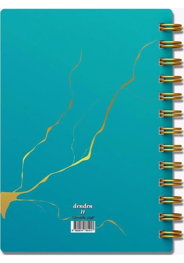 Denden Mermer Turkuaz 17x24 Çizgili Defter Turkuaz